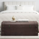 vidaXL sötétbarna furnérlemez kincsesláda zárakkal 110 x 50 x 39,5 cm