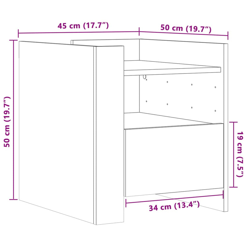 vidaXL betonszürke szerelt fa éjjeliszekrény 45 x 50 x 50 cm