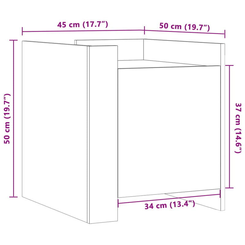 vidaXL betonszürke szerelt fa éjjeliszekrény 45 x 50 x 50 cm