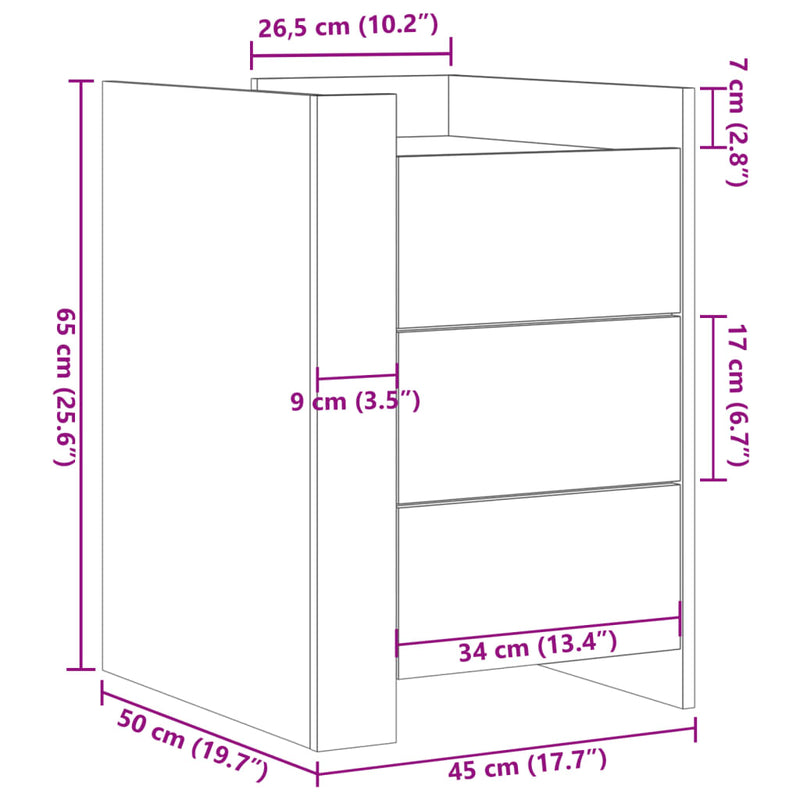 vidaXL betonszürke szerelt fa éjjeliszekrény 45 x 50 x 65 cm