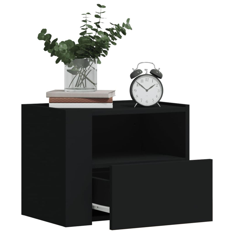 vidaXL fekete falra szerelhető éjjeliszekrény 45 x 30 x 35 cm
