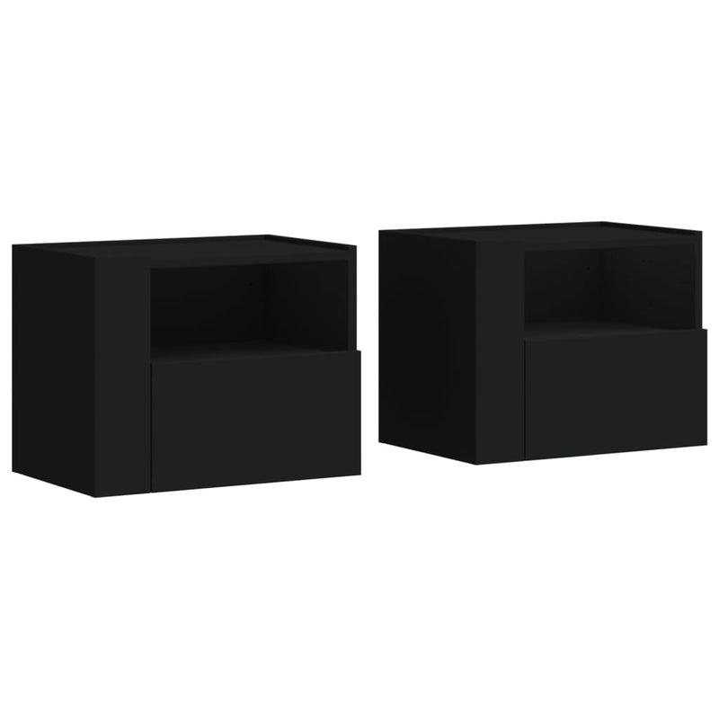 vidaXL 2 db fekete falra szerelhető éjjeliszekrény 45 x 30 x 35 cm