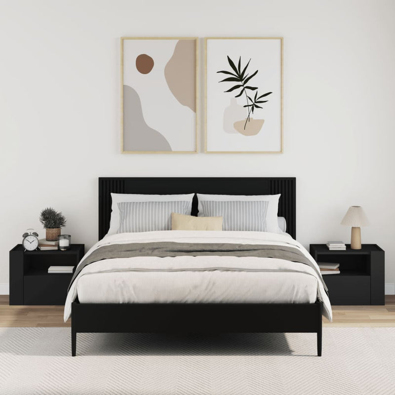vidaXL 2 db fekete falra szerelhető éjjeliszekrény 45 x 30 x 35 cm