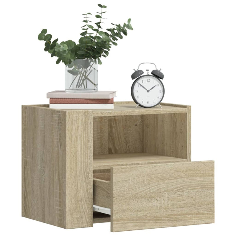 vidaXL sonoma tölgy színű falra szerelhető éjjeliszekrény 45x30x35 cm