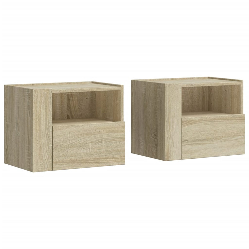 vidaXL 2 db sonoma tölgy színű fali éjjeliszekrény 45 x 30 x 35 cm