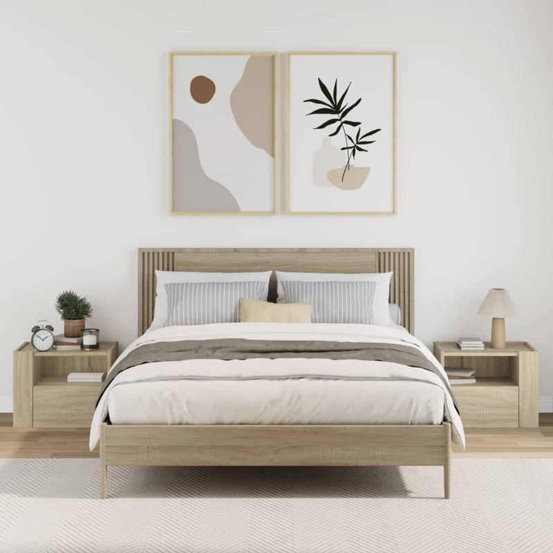 vidaXL 2 db sonoma tölgy színű fali éjjeliszekrény 45 x 30 x 35 cm