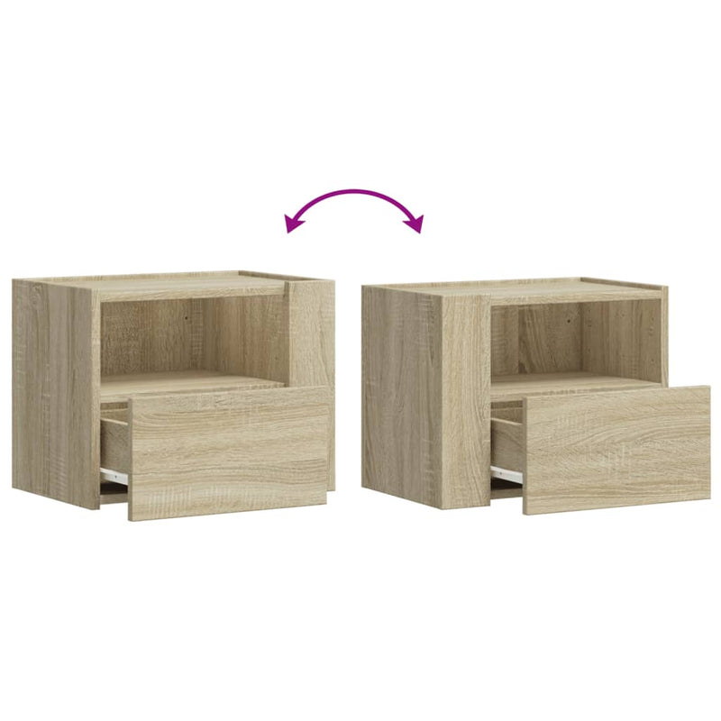 vidaXL 2 db sonoma tölgy színű fali éjjeliszekrény 45 x 30 x 35 cm