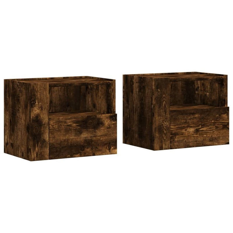 vidaXL 2db füstös tölgy színű fali éjjeliszekrény 45 x 30 x 35 cm