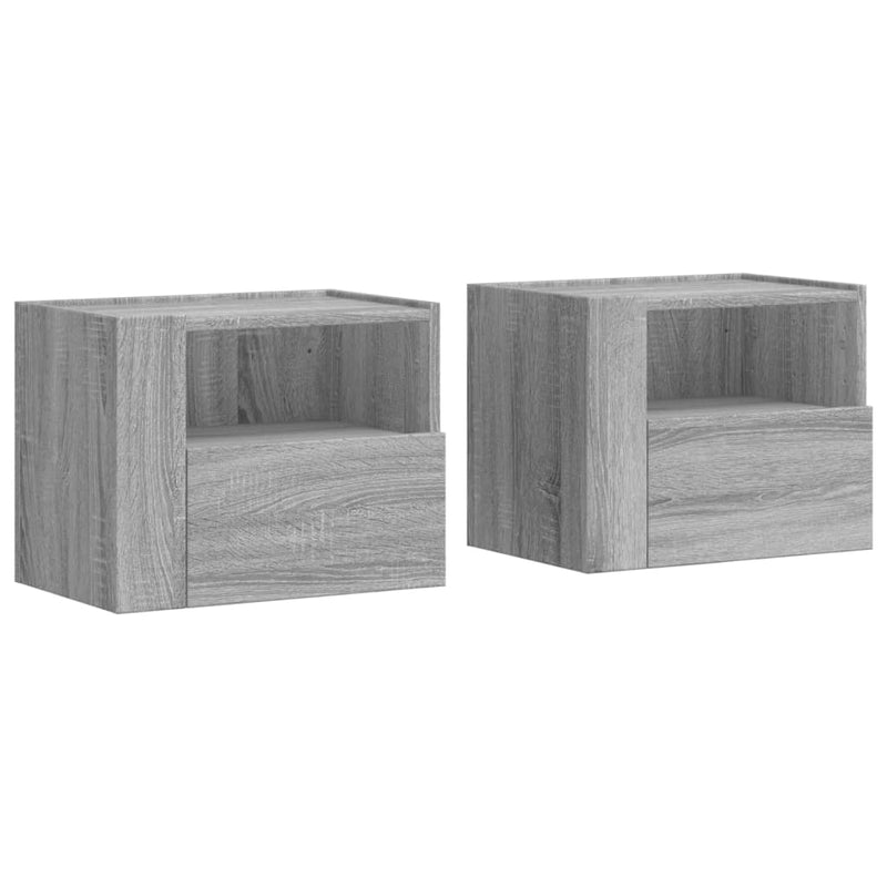 vidaXL 2 db szürke sonoma színű fali éjjeliszekrény 45 x 30 x 35 cm