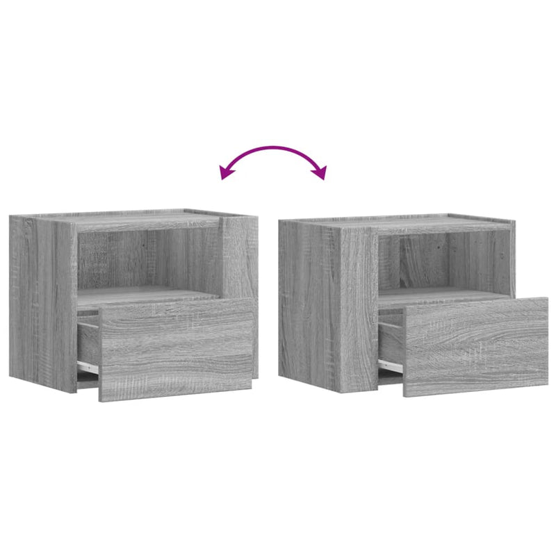 vidaXL 2 db szürke sonoma színű fali éjjeliszekrény 45 x 30 x 35 cm
