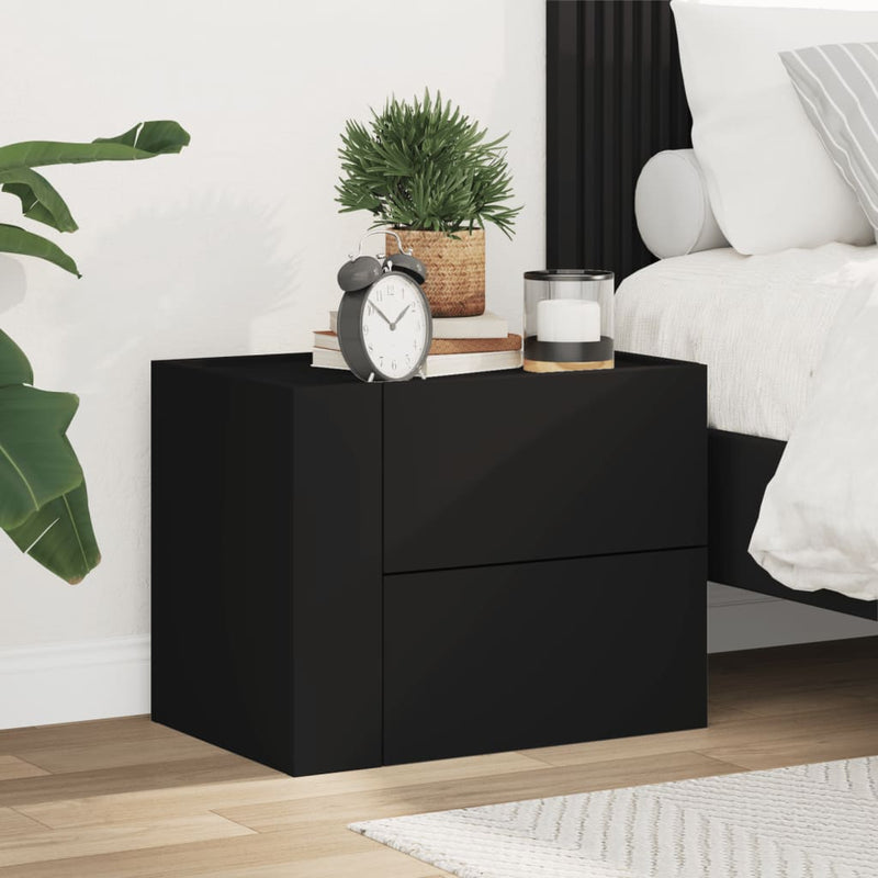 vidaXL fekete falra szerelhető éjjeliszekrény 45 x 30 x 35 cm