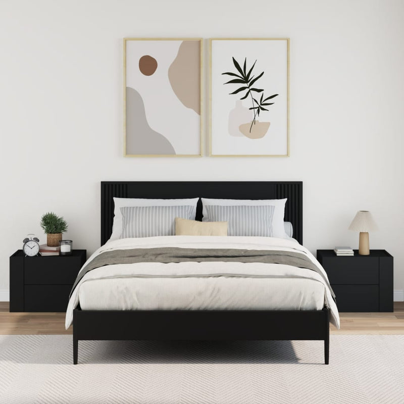 vidaXL 2 db fekete falra szerelhető éjjeliszekrény 45 x 30 x 35 cm