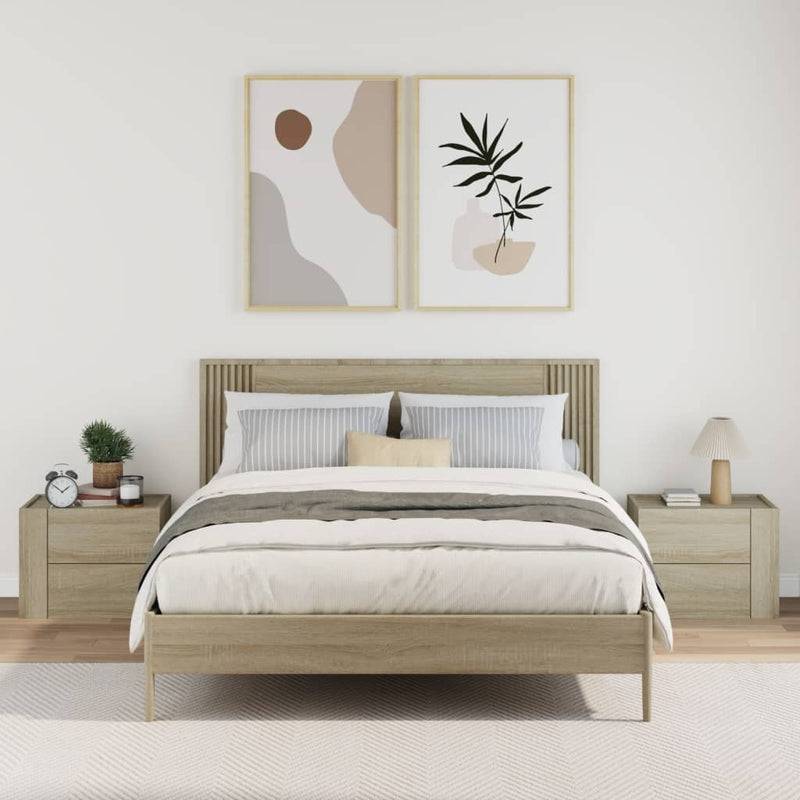 vidaXL 2 db sonoma tölgy színű fali éjjeliszekrény 45 x 30 x 35 cm