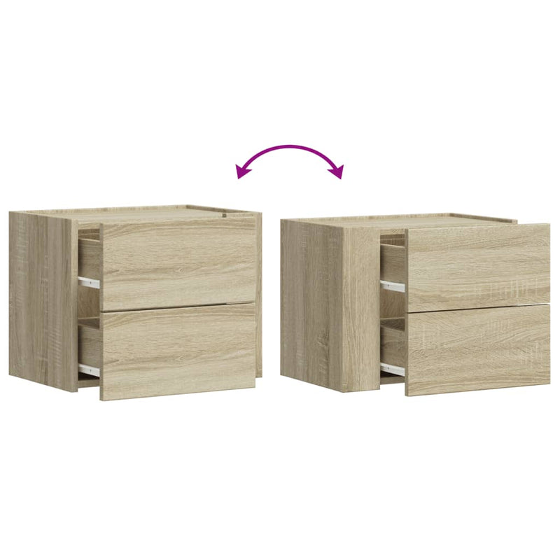 vidaXL 2 db sonoma tölgy színű fali éjjeliszekrény 45 x 30 x 35 cm