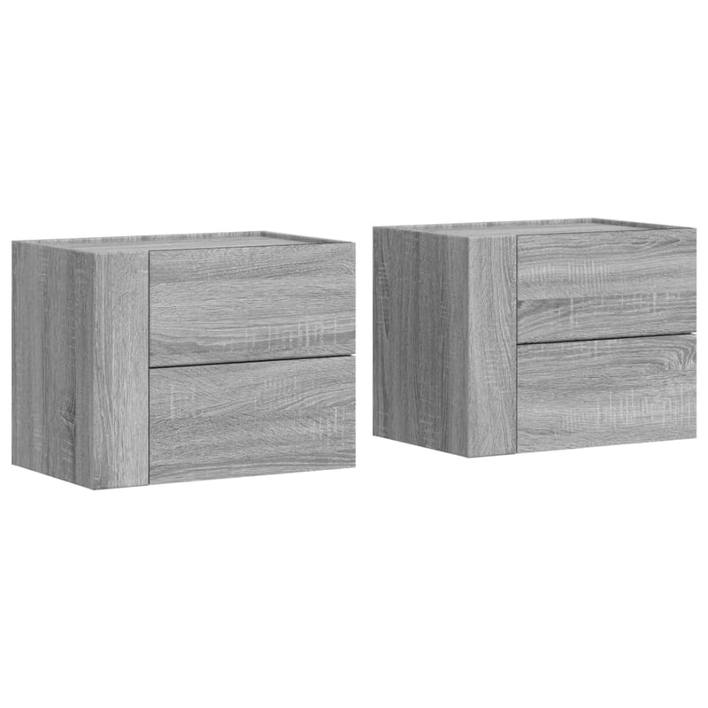 vidaXL 2 db szürke sonoma színű fali éjjeliszekrény 45 x 30 x 35 cm