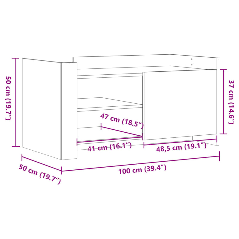 vidaXL betonszürke szerelt fa dohányzóasztal 100 x 50 x 50 cm