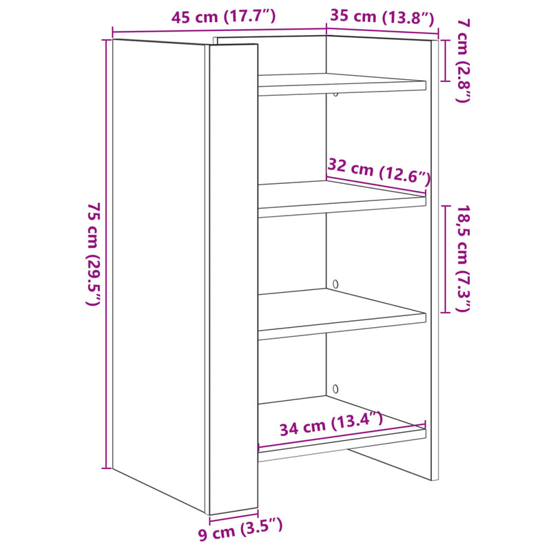 vidaXL betonszürke szerelt fa tálalószekrény 45 x 35 x 75 cm