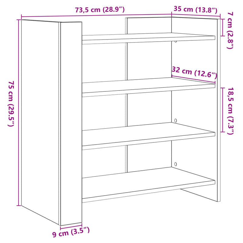 vidaXL fekete szerelt fa tálalóasztal 73,5 x 35 x 75 cm