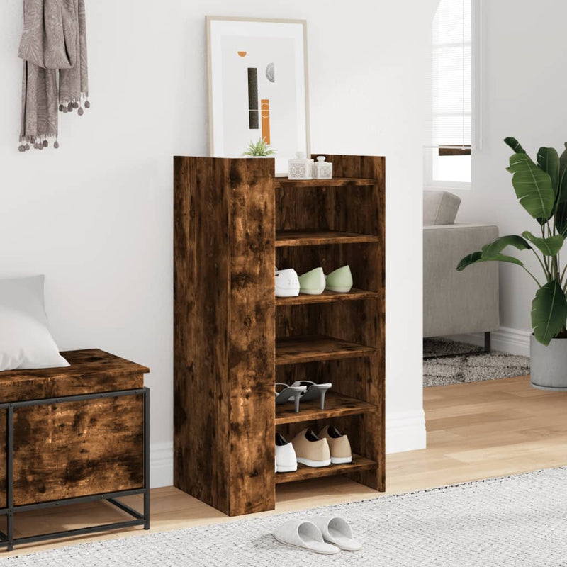 vidaXL füstös tölgy színű szerelt fa cipőszekrény 52 x 37,5 x 100 cm