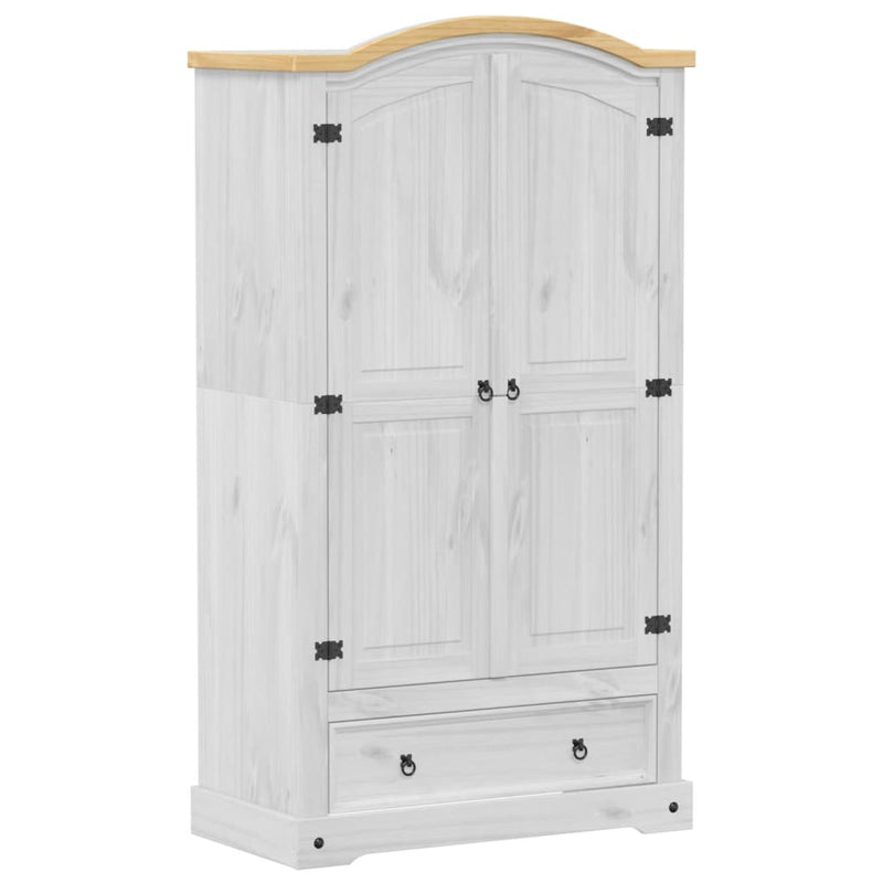 vidaXL fehér Corona tömör fenyőfa ruhásszekrény 102 x 52 x 186 cm
