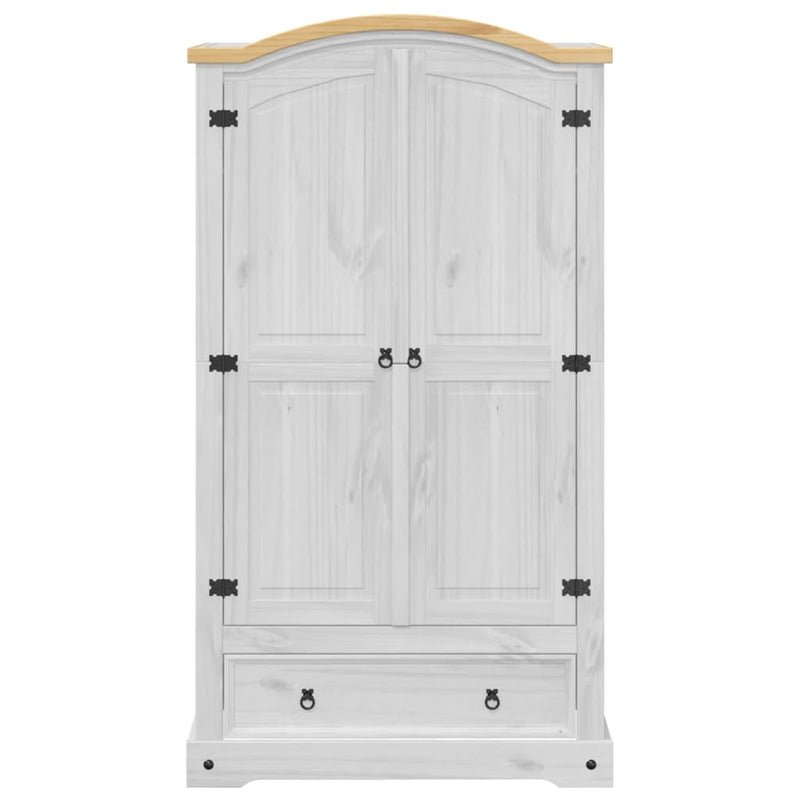 vidaXL fehér Corona tömör fenyőfa ruhásszekrény 102 x 52 x 186 cm