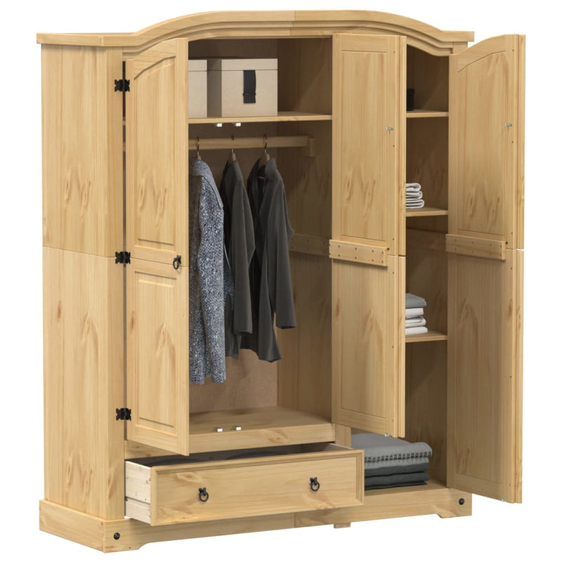 vidaXL Corona tömör fenyőfa ruhásszekrény 151,5 x 52 x 186 cm