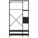 vidaXL fekete szerelt fa ruhatartó polcokkal