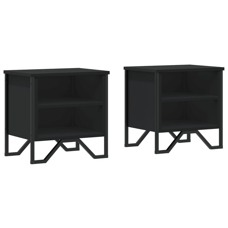 vidaXL 2 db fekete szerelt fa éjjeliszekrény 40 x 30 x 40 cm