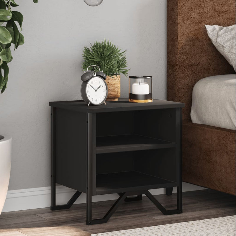 vidaXL 2 db fekete szerelt fa éjjeliszekrény 40 x 30 x 40 cm