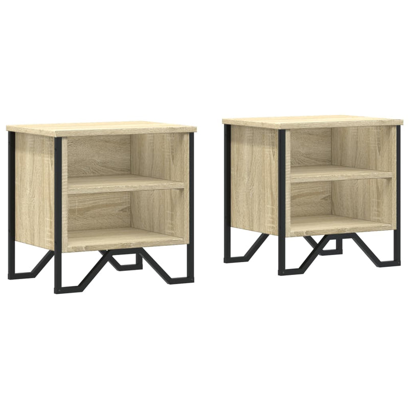 vidaXL 2 db sonoma tölgy színű szerelt fa éjjeliszekrény 40x30x40 cm