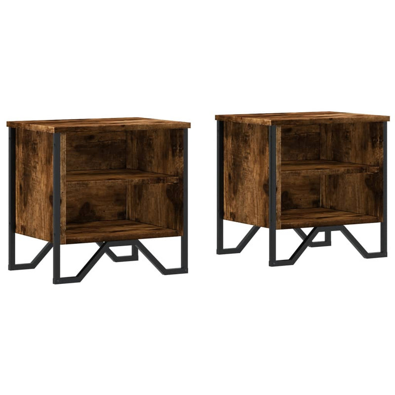 vidaXL 2 db füstös tölgy színű szerelt fa éjjeliszekrény 40x30x40 cm