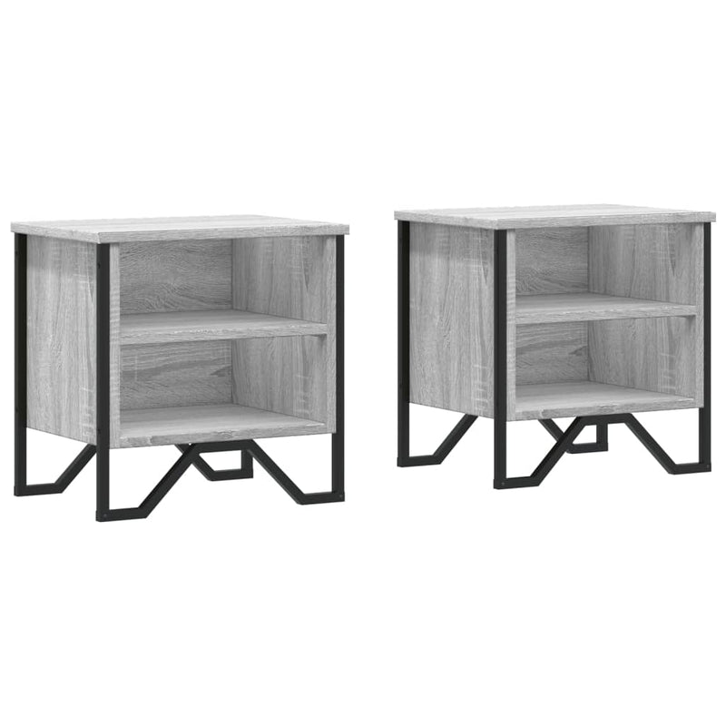 vidaXL 2 db szürke sonoma színű szerelt fa éjjeliszekrény 40x30x40 cm