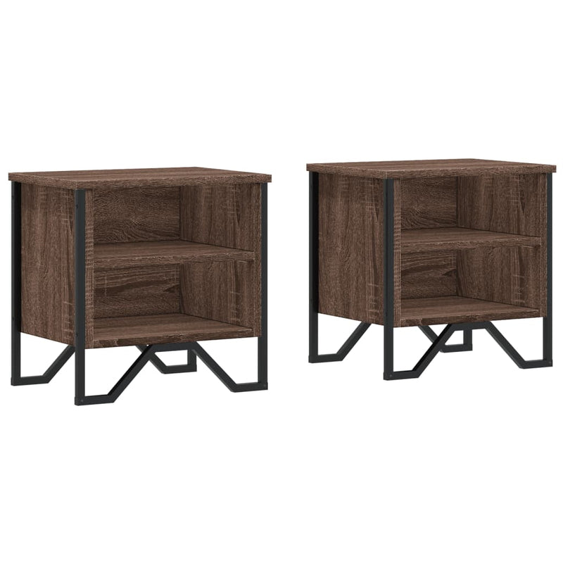 vidaXL 2 db barna tölgy színű szerelt fa éjjeliszekrény 40 x 30 x 40cm