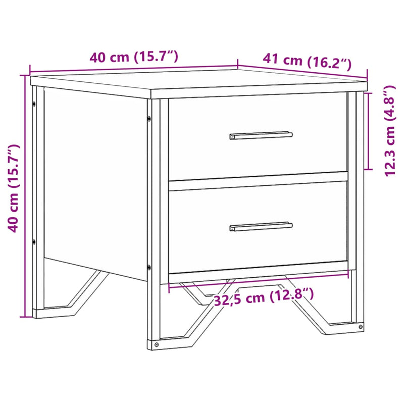 vidaXL 2 db fekete szerelt fa éjjeliszekrény 40 x 41 x 40 cm