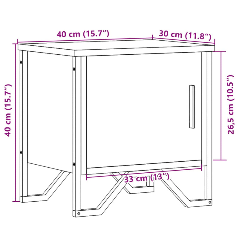 vidaXL 2 db szürke sonoma színű szerelt fa éjjeliszekrény 40x30x40 cm
