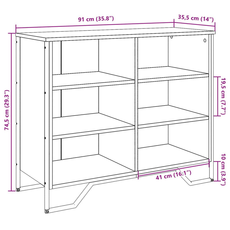 vidaXL fekete szerelt fa tálalószekrény 91 x 35,5 x 74,5 cm