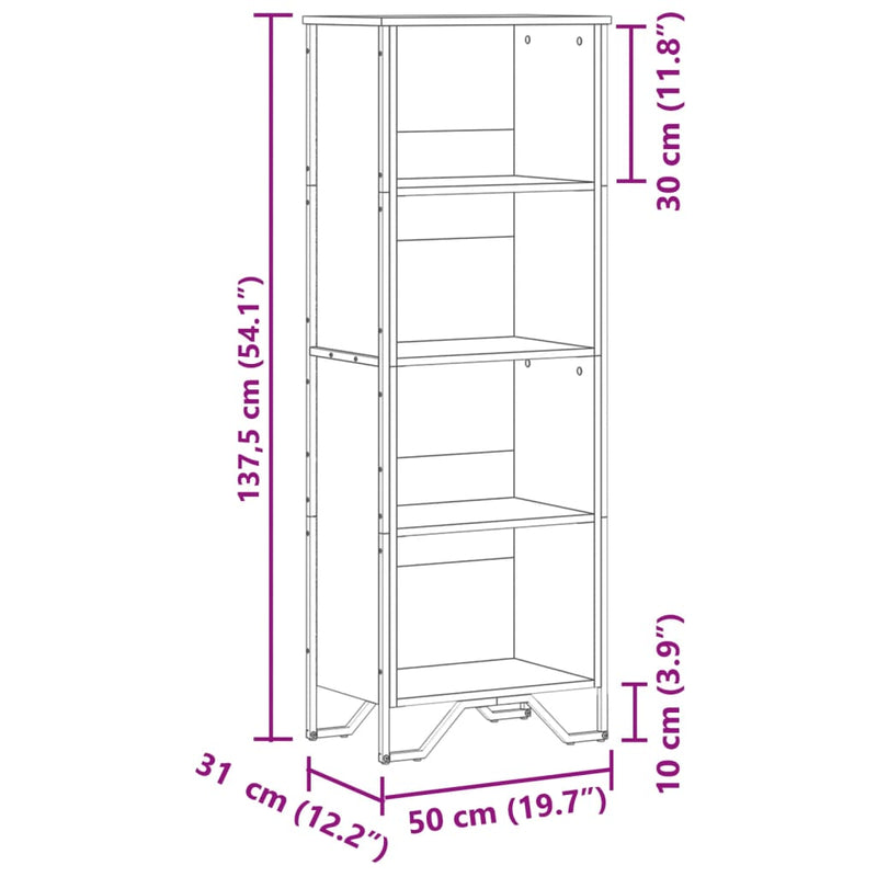 vidaXL barna tölgy színű szerelt fa könyvszekrény 50 x 31 x 137,5 cm