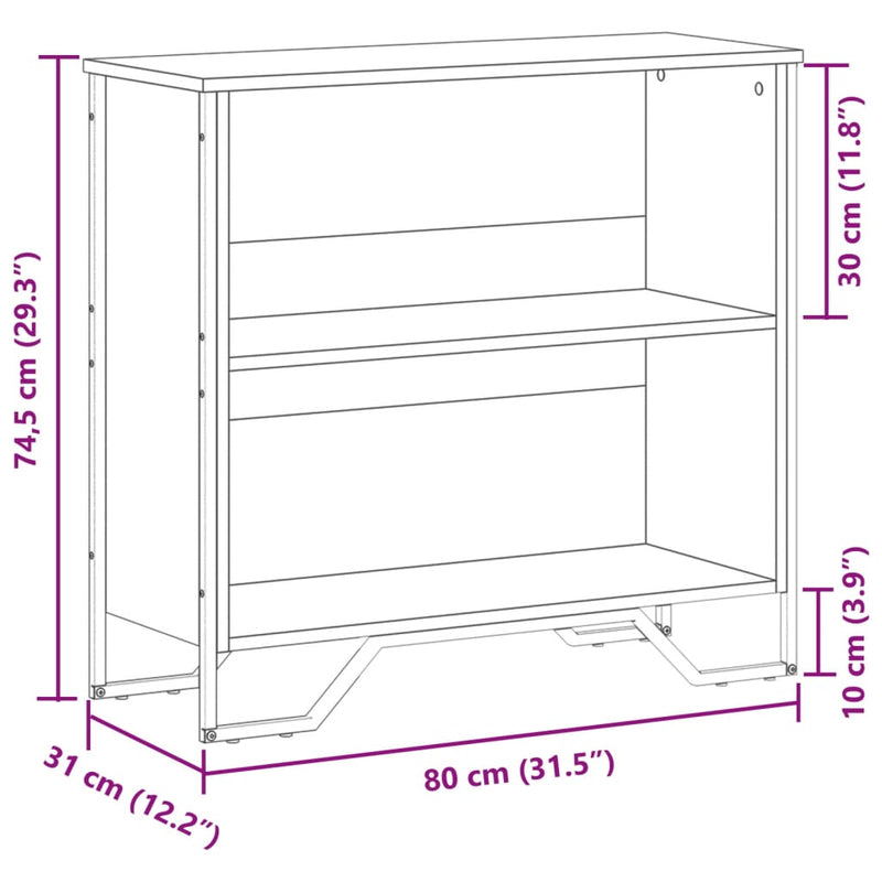 vidaXL füstös tölgy színű szerelt fa könyvszekrény 80 x 31 x 74,5 cm