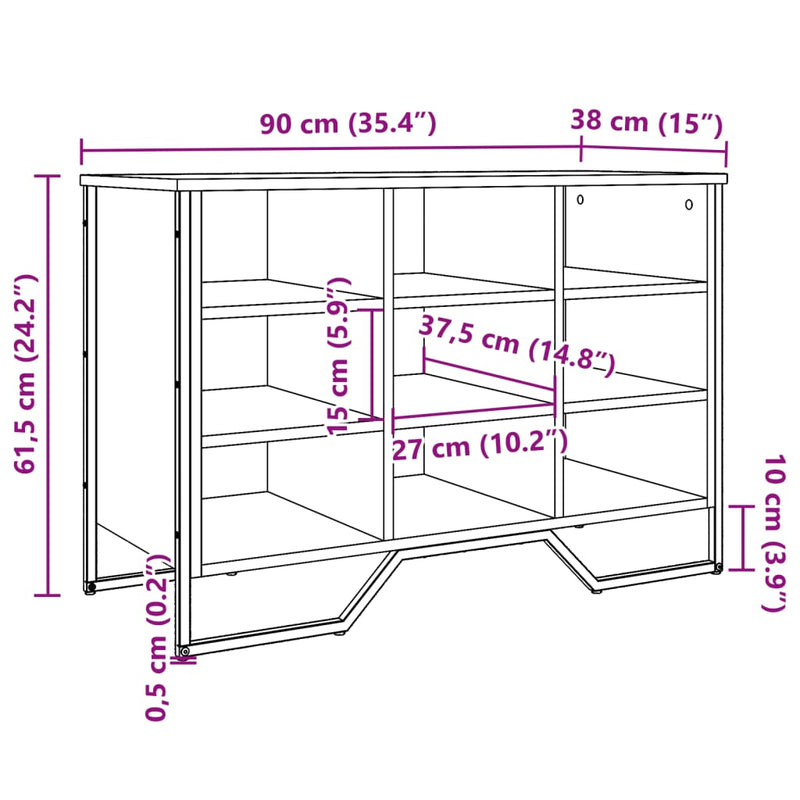 vidaXL fekete szerelt fa cipőszekrény 90 x 38 x 61,5 cm