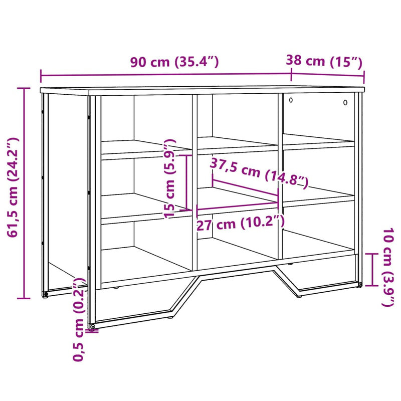 vidaXL szürke sonoma színű szerelt fa cipőszekrény 90 x 38 x 61,5 cm