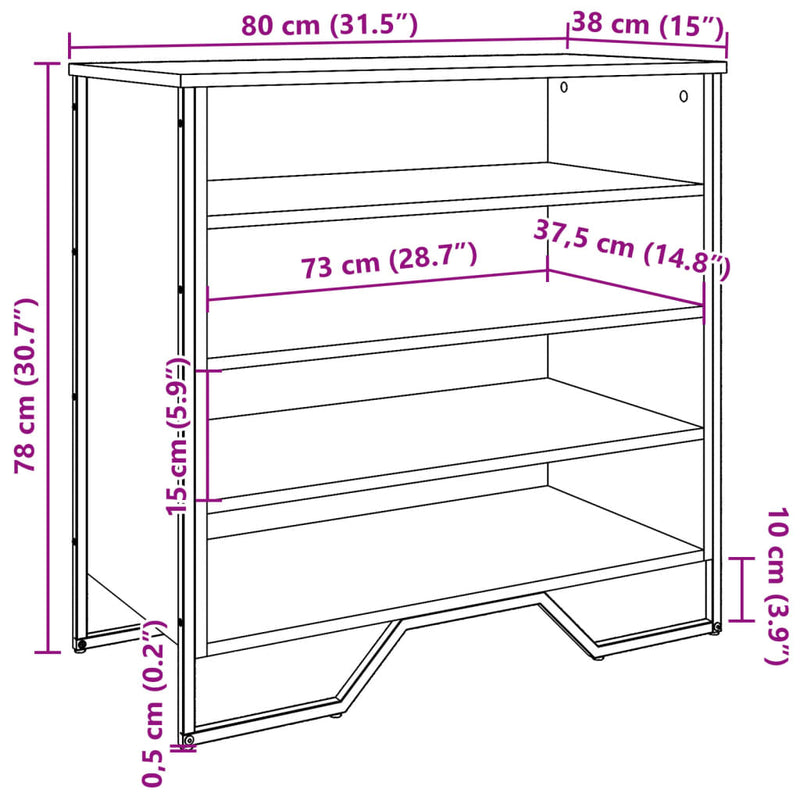 vidaXL fekete szerelt fa cipőszekrény 80 x 38 x 78 cm