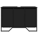 vidaXL fekete szerelt fa fürdőszobai mosdószekrény 91 x 35 x 60 cm