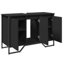 vidaXL fekete szerelt fa fürdőszobai mosdószekrény 91 x 35 x 60 cm