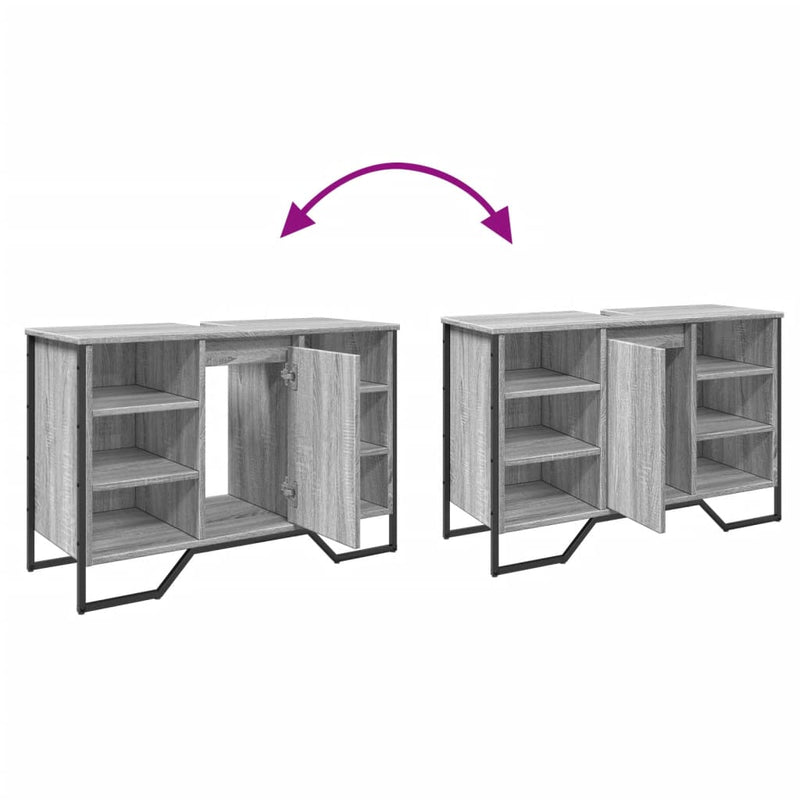 vidaXL szürke sonoma szerelt fa fürdőszobai mosdószekrény 91x35x60 cm