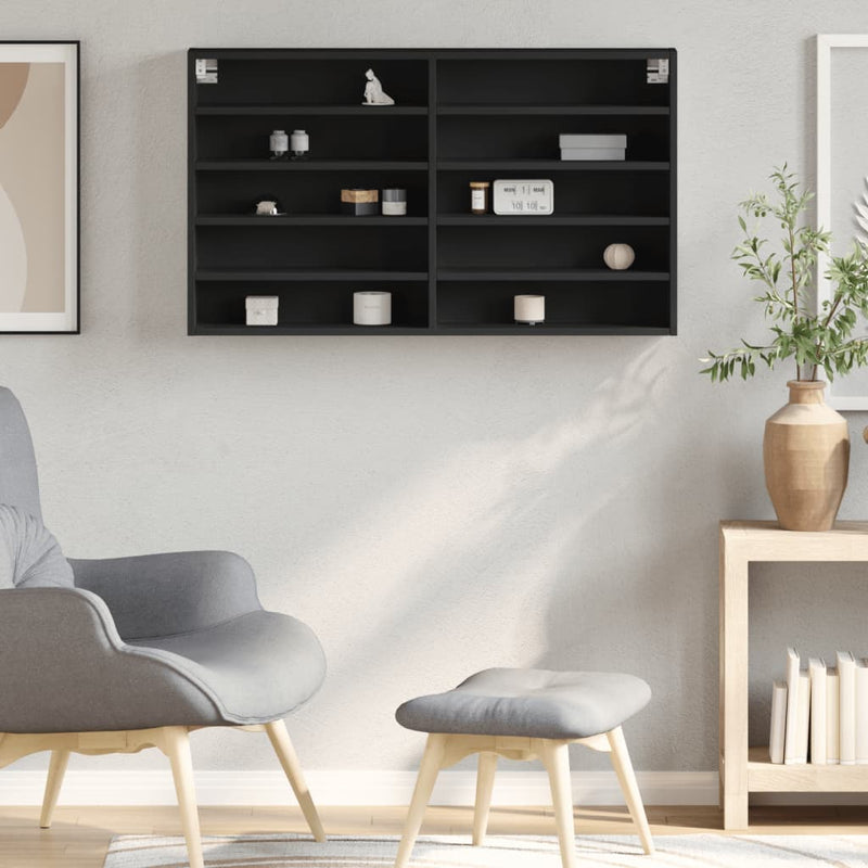 vidaXL fekete szerelt fa vitrinszekrény 100 x 15 x 58 cm