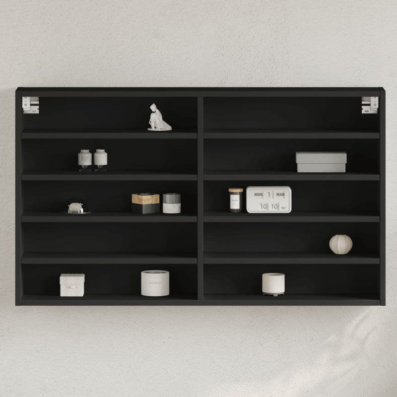 vidaXL fekete szerelt fa vitrinszekrény 100 x 15 x 58 cm
