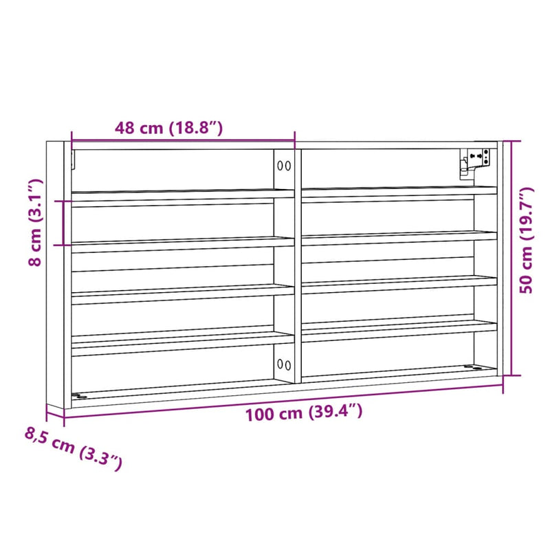 vidaXL fekete szerelt fa vitrinszekrény 100 x 8,5 x 50 cm