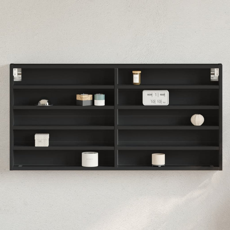 vidaXL fekete szerelt fa vitrinszekrény 100 x 8,5 x 50 cm