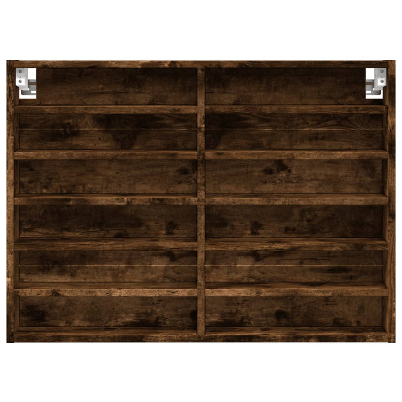 vidaXL füstös tölgy színű szerelt fa vitrinszekrény 80 x 8,5 x 58 cm