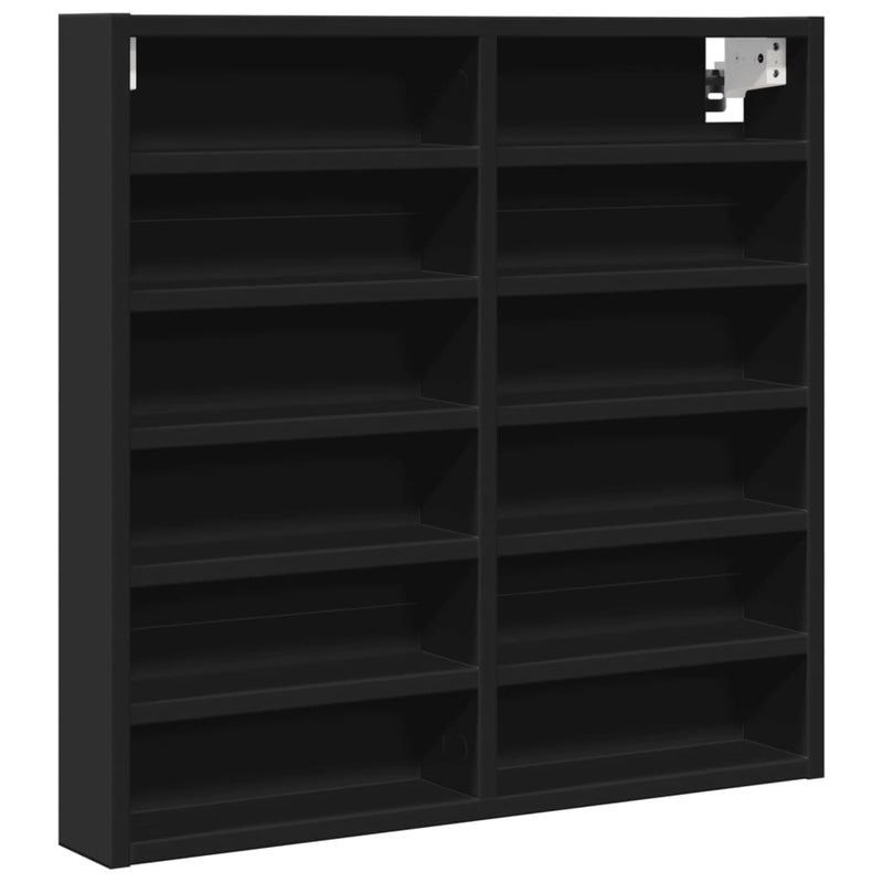 vidaXL fekete szerelt fa vitrinszekrény 60 x 8,5 x 58 cm